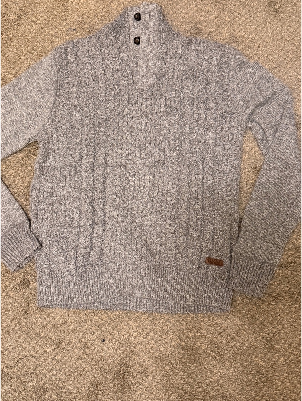 Buffalo David Bitton Gray Cable Knit Mock Neck Sweater